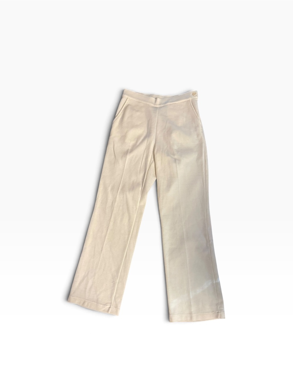 Women's Cream Wide-Leg Pants - Elegant High-Rise Trousers size p/s